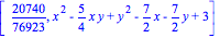 [20740/76923, x^2-5/4*x*y+y^2-7/2*x-7/2*y+3]